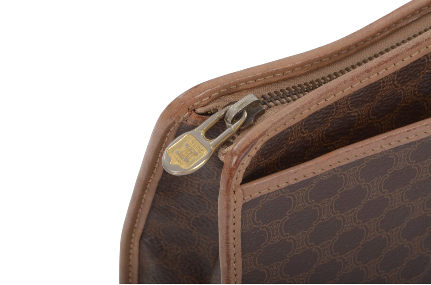 Celine Vintage Triomphe Clutch Bag Evening Bag Pouch Make Up Vanity Toiletry Monogram Canvas Designer Classic
