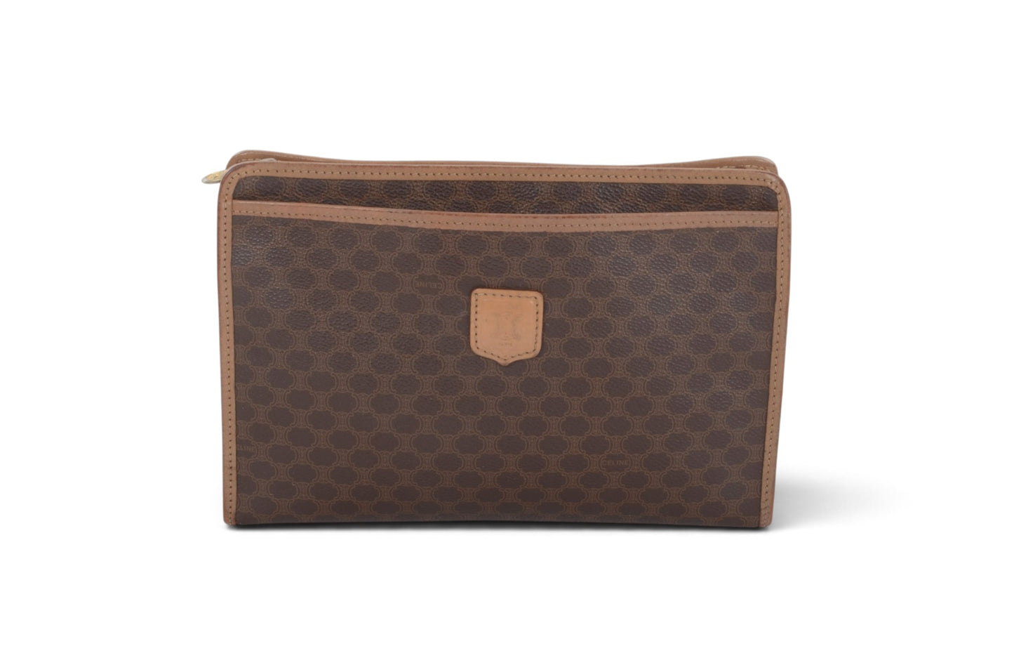 Celine Vintage Triomphe Clutch Bag Evening Bag Pouch Make Up Vanity Toiletry Monogram Canvas Designer Classic