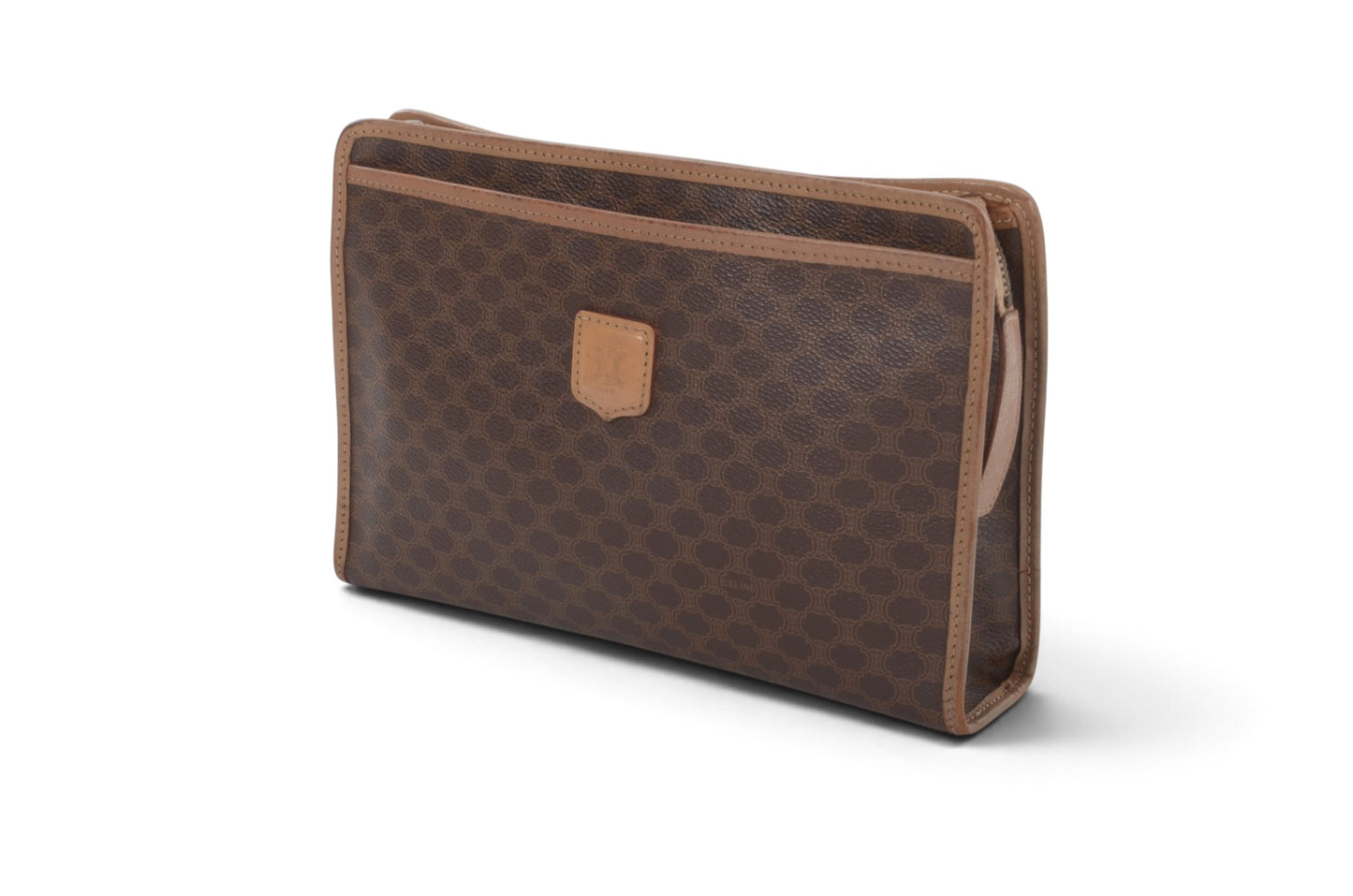 Celine Vintage Triomphe Clutch Bag Evening Bag Pouch Make Up Vanity Toiletry Monogram Canvas Designer Classic