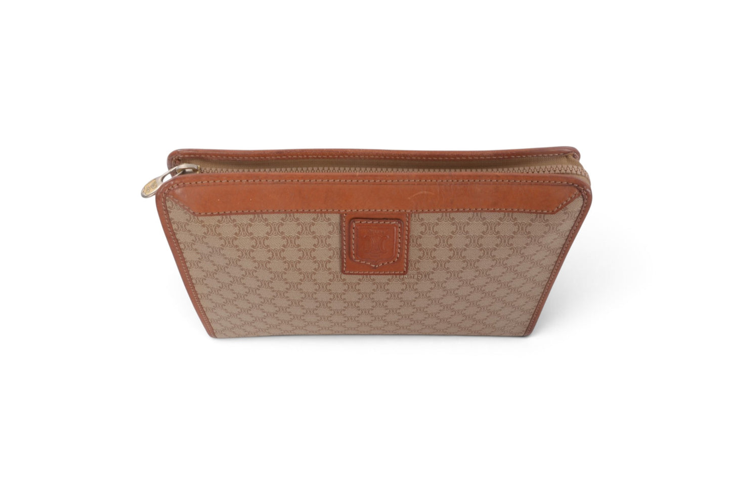 Celine Vintage Triomphe Clutch Bag Evening Bag Pouch Make Up Vanity Toiletry Monogram Canvas Designer Classic