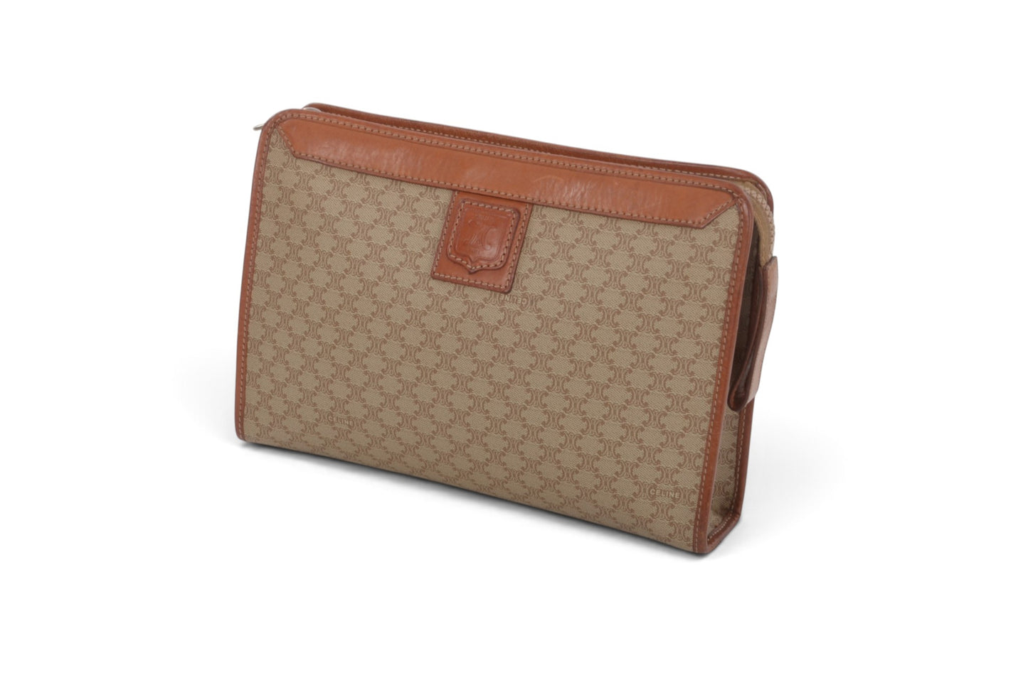 Celine Vintage Triomphe Clutch Bag Evening Bag Pouch Make Up Vanity Toiletry Monogram Canvas Designer Classic