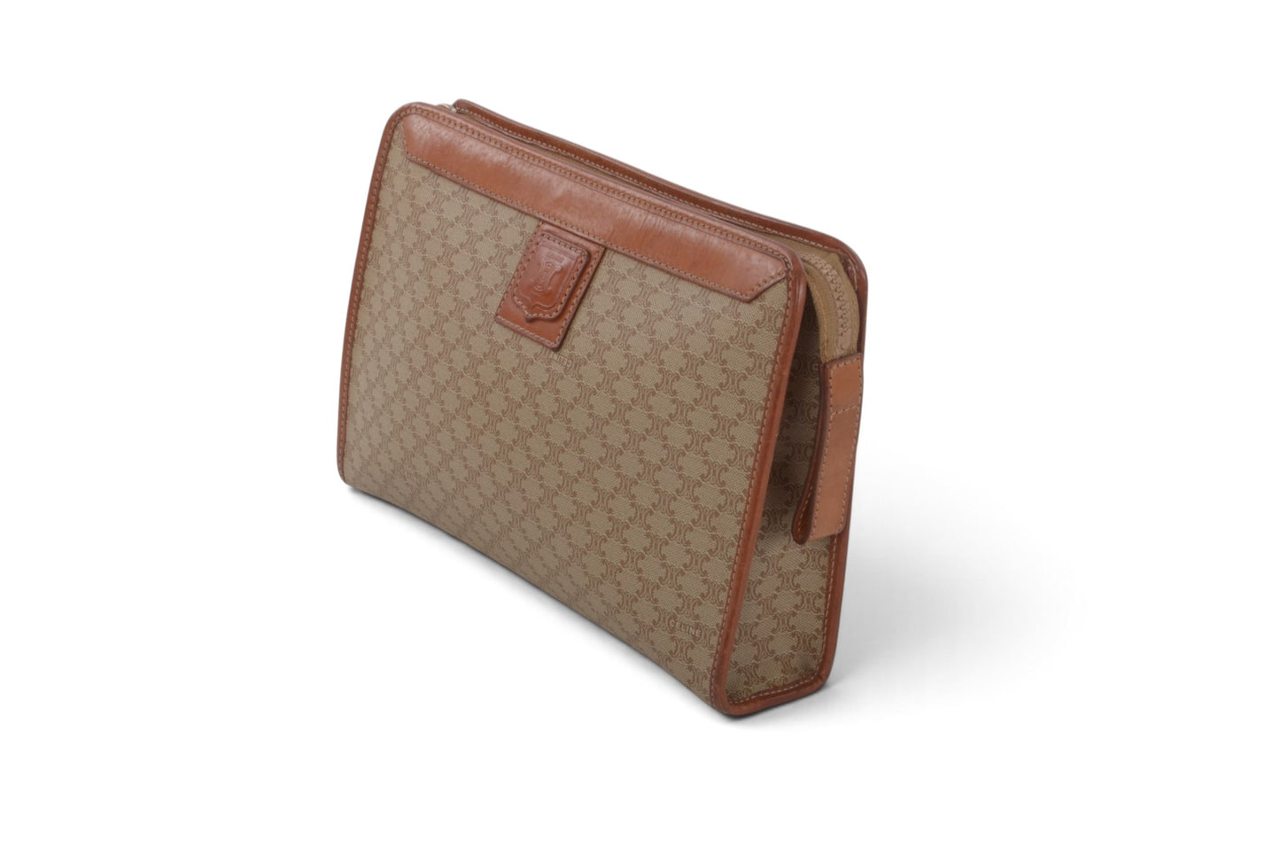 Celine Vintage Triomphe Clutch Bag Evening Bag Pouch Make Up Vanity Toiletry Monogram Canvas Designer Classic