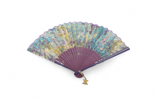 Celine Folding Hand Handheld Fan Vintage Macadam Charm Women's Purple Multicolor
