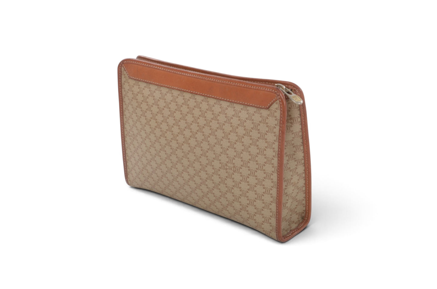 Celine Vintage Triomphe Clutch Bag Evening Bag Pouch Make Up Vanity Toiletry Monogram Canvas Designer Classic
