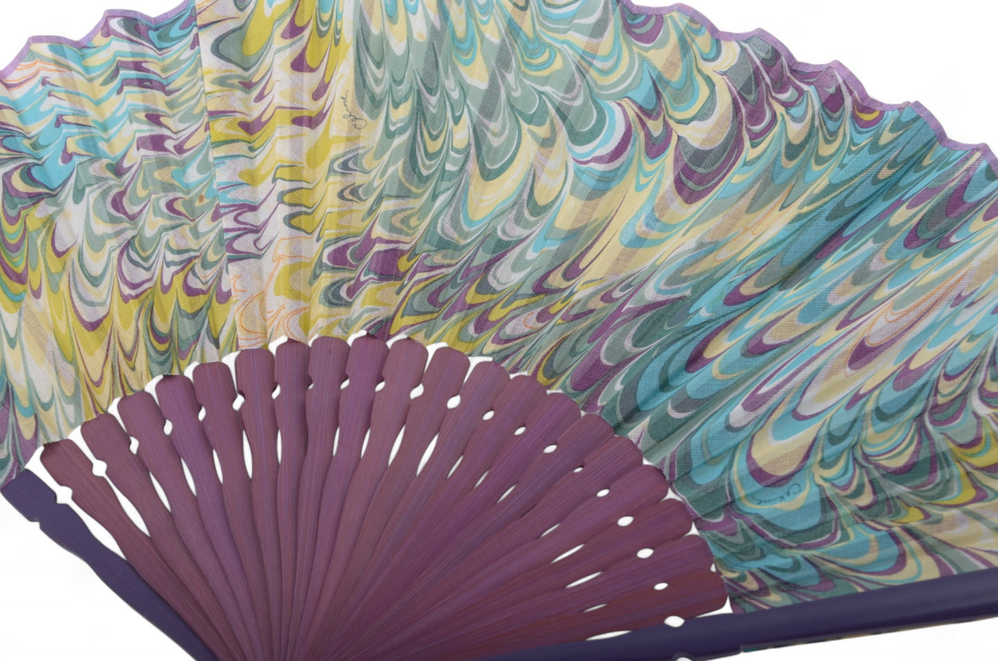Celine Folding Hand Handheld Fan Vintage Macadam Charm Women's Purple Multicolor