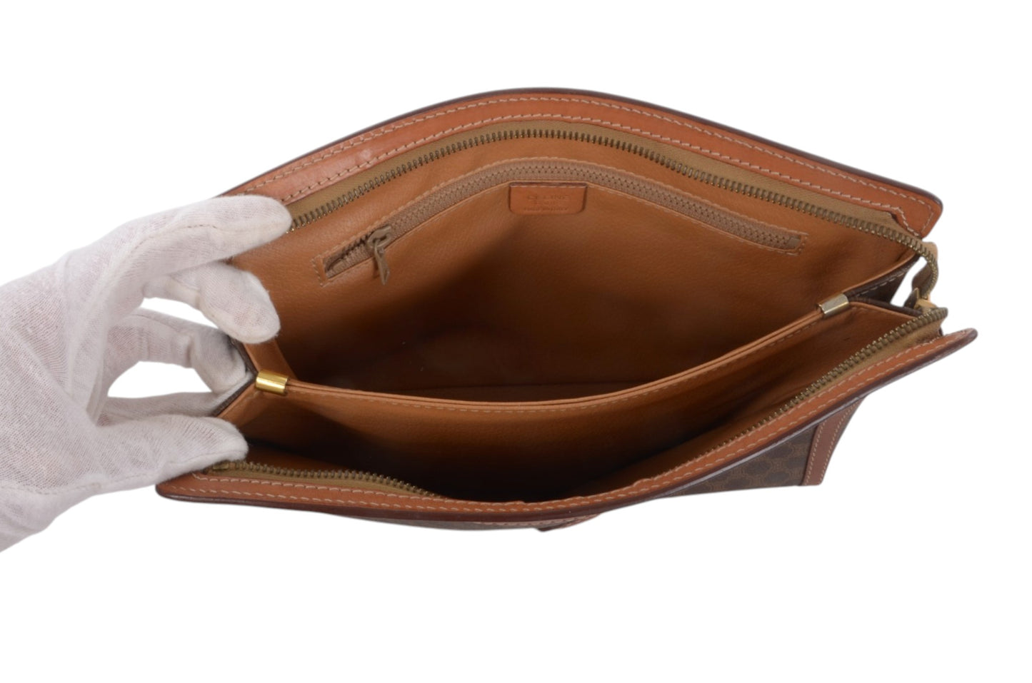 Celine Vintage Triomphe Clutch Bag Evening Bag Pouch Make Up Vanity Toiletry Monogram Canvas Designer Classic