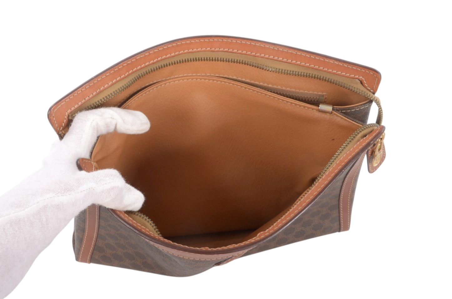 Celine Vintage Triomphe Clutch Bag Evening Bag Pouch Make Up Vanity Toiletry Monogram Canvas Designer Classic