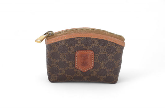 Celine Vintage Triomphe Coin Case Purse Wallet Pouch Monogram Leather Canvas