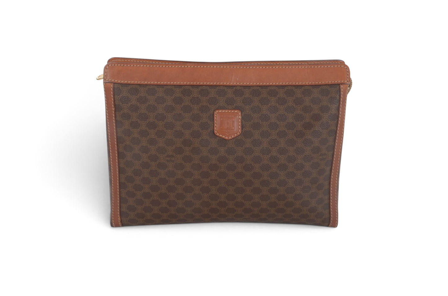 Celine Vintage Triomphe Clutch Bag Evening Bag Pouch Make Up Vanity Toiletry Monogram Canvas Designer Classic
