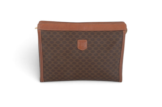 Celine Vintage Triomphe Clutch Bag Evening Bag Pouch Make Up Vanity Toiletry Monogram Canvas Designer Classic