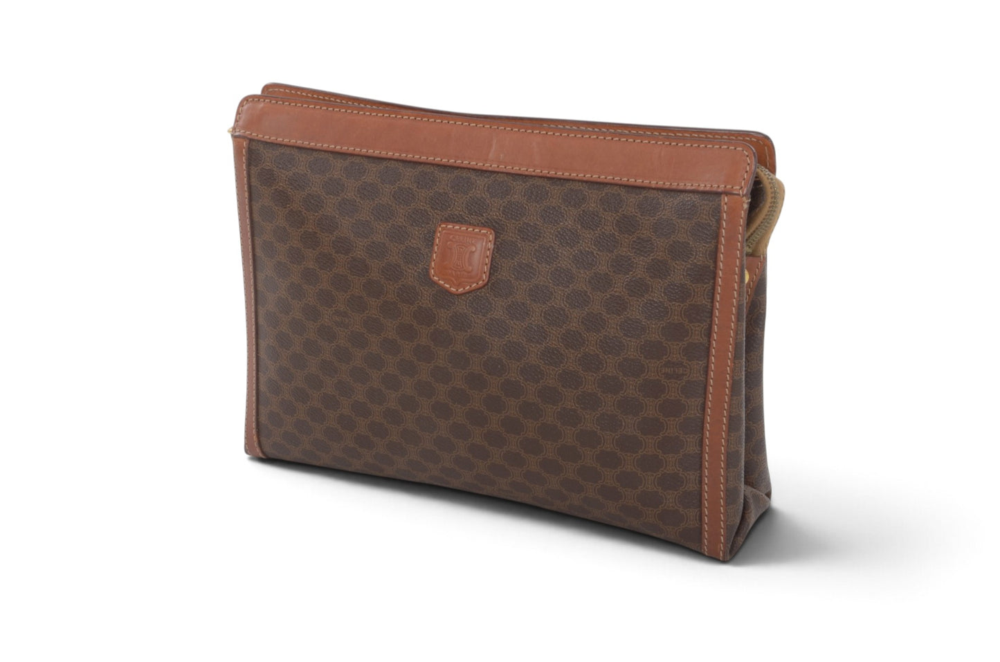 Celine Vintage Triomphe Clutch Bag Evening Bag Pouch Make Up Vanity Toiletry Monogram Canvas Designer Classic