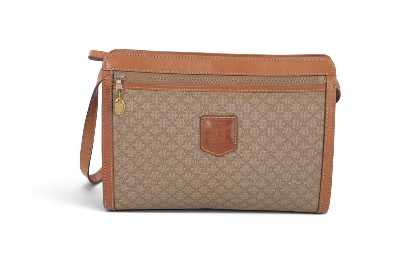 Celine Vintage Triomphe Clutch Bag Evening Bag Pouch Make Up Vanity Toiletry Monogram Canvas Designer Classic