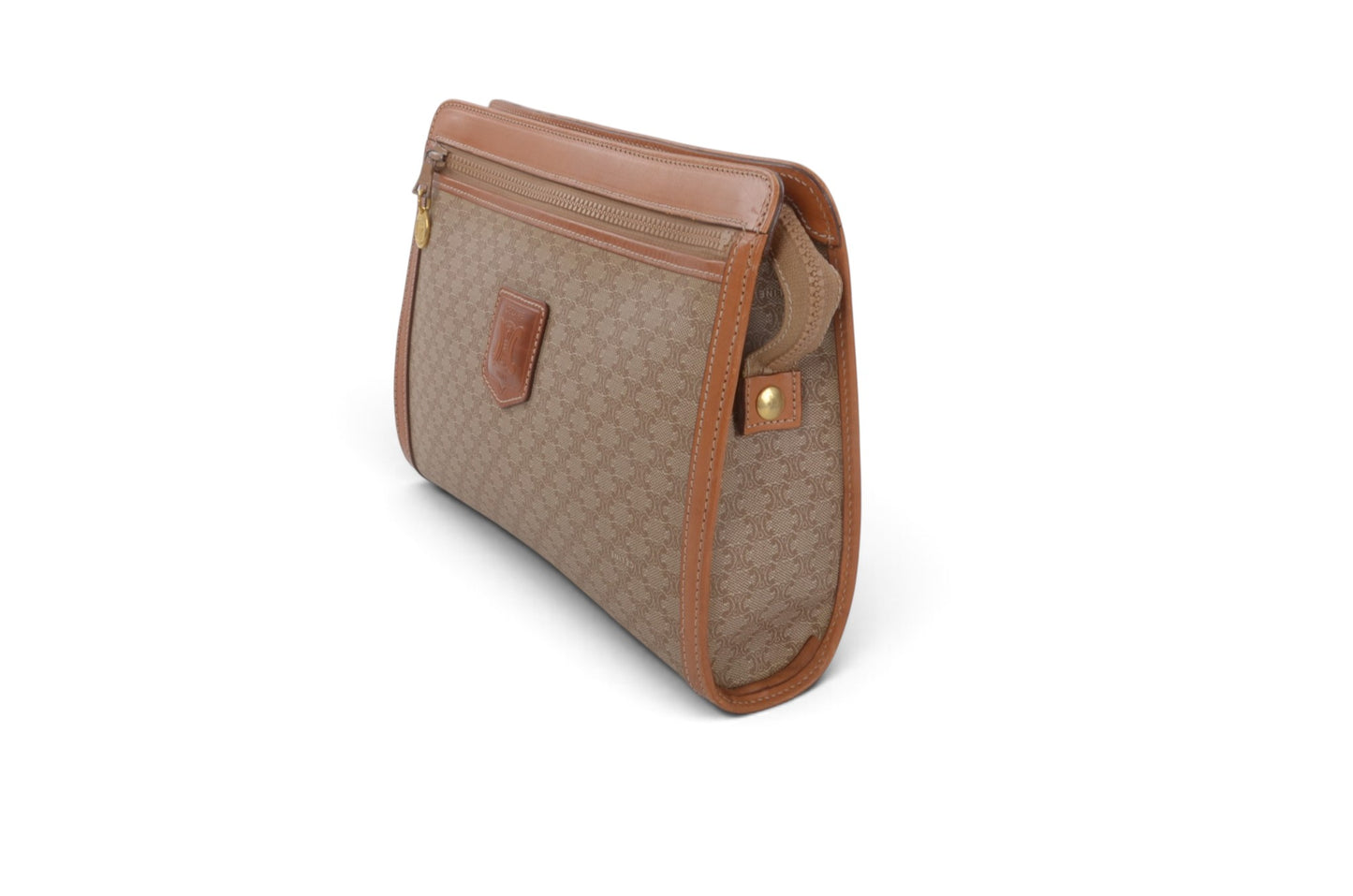 Celine Vintage Triomphe Clutch Bag Evening Bag Pouch Make Up Vanity Toiletry Monogram Canvas Designer Classic