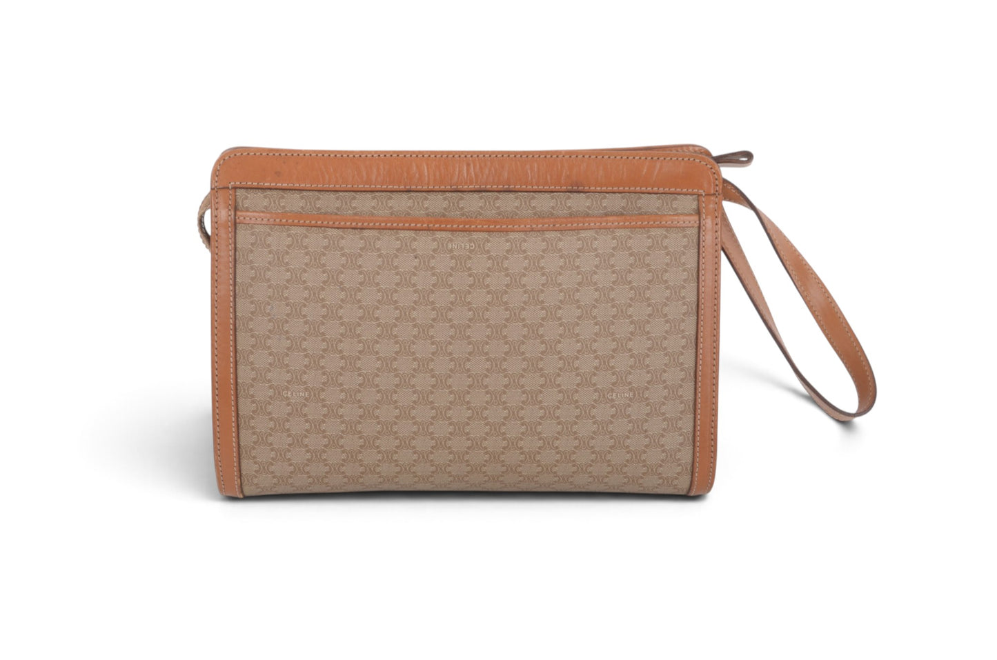 Celine Vintage Triomphe Clutch Bag Evening Bag Pouch Make Up Vanity Toiletry Monogram Canvas Designer Classic