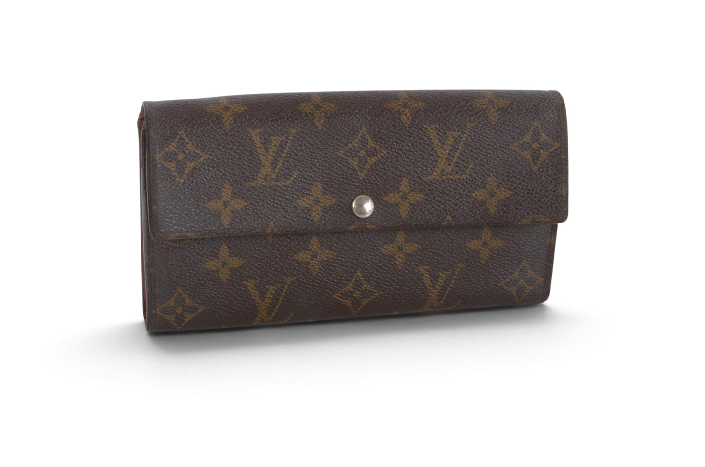 Louis Vuitton Sarah Monogram Wallet Vintage Leather Canvas Brown Crossbody Bag