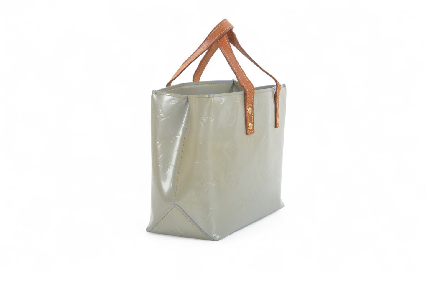 Louis Vuitton Vernis Reade PM Bag Handbag Vintage Patent Leather Mini Tote Monogram Blue Designer Classic Authentic