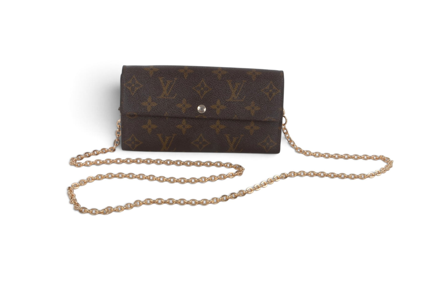 Louis Vuitton Sarah Monogram Wallet Vintage Leather Canvas Brown Crossbody Bag
