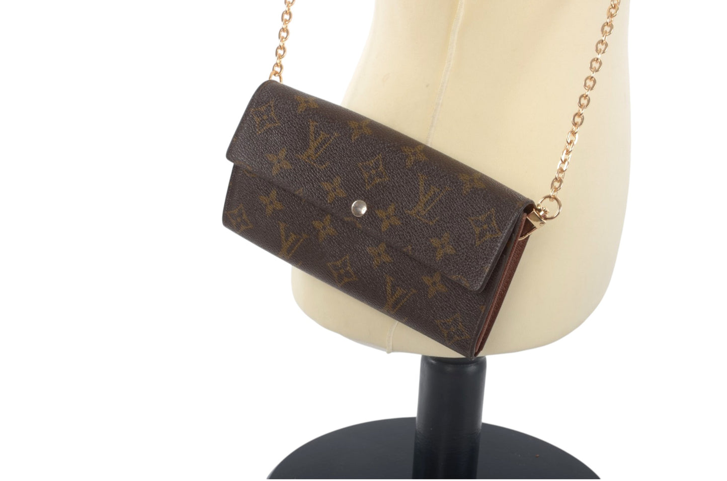 Louis Vuitton Sarah Monogram Wallet Vintage Leather Canvas Brown Crossbody Bag