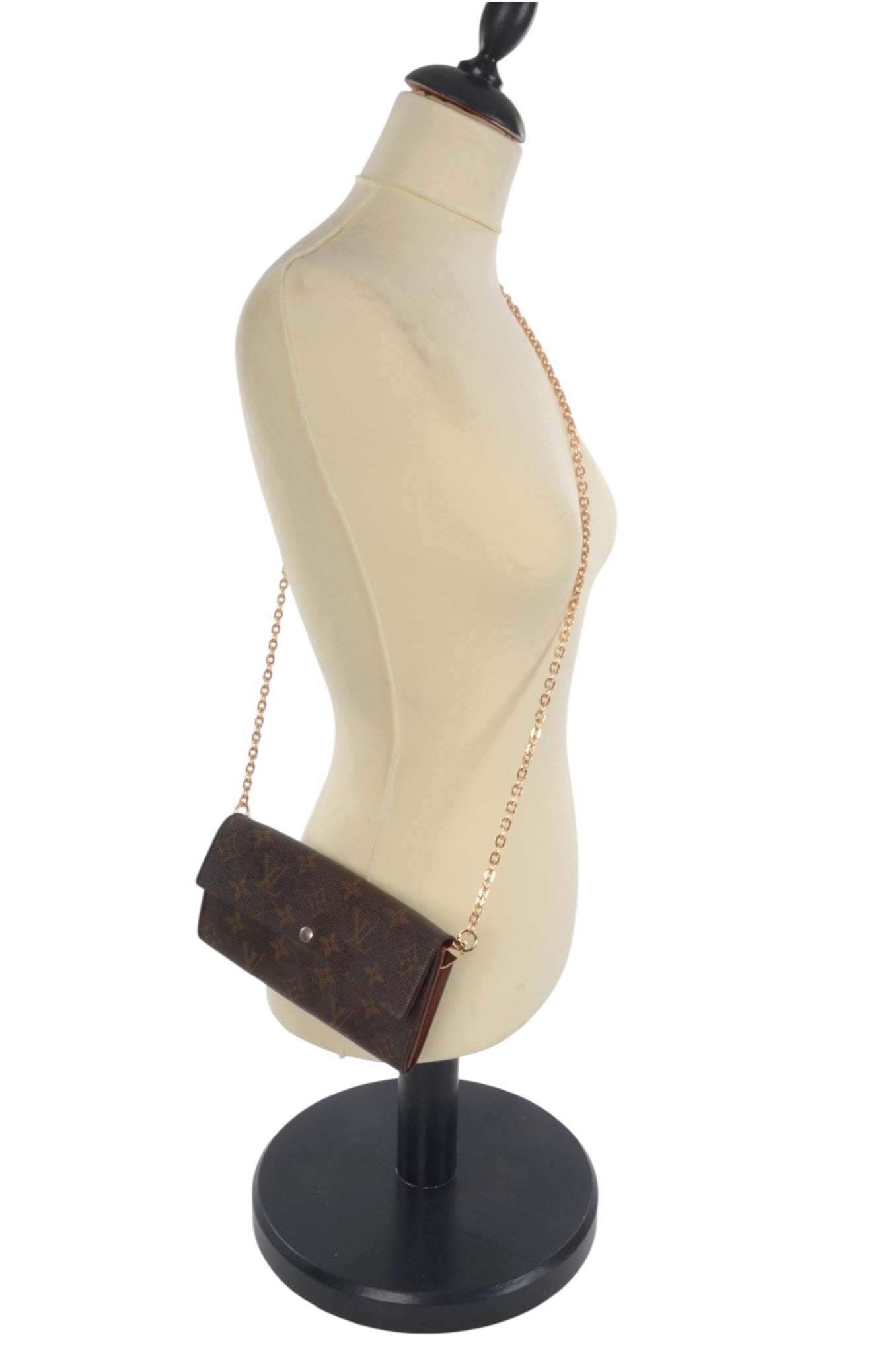 Louis Vuitton Sarah Monogram Wallet Vintage Leather Canvas Brown Crossbody Bag