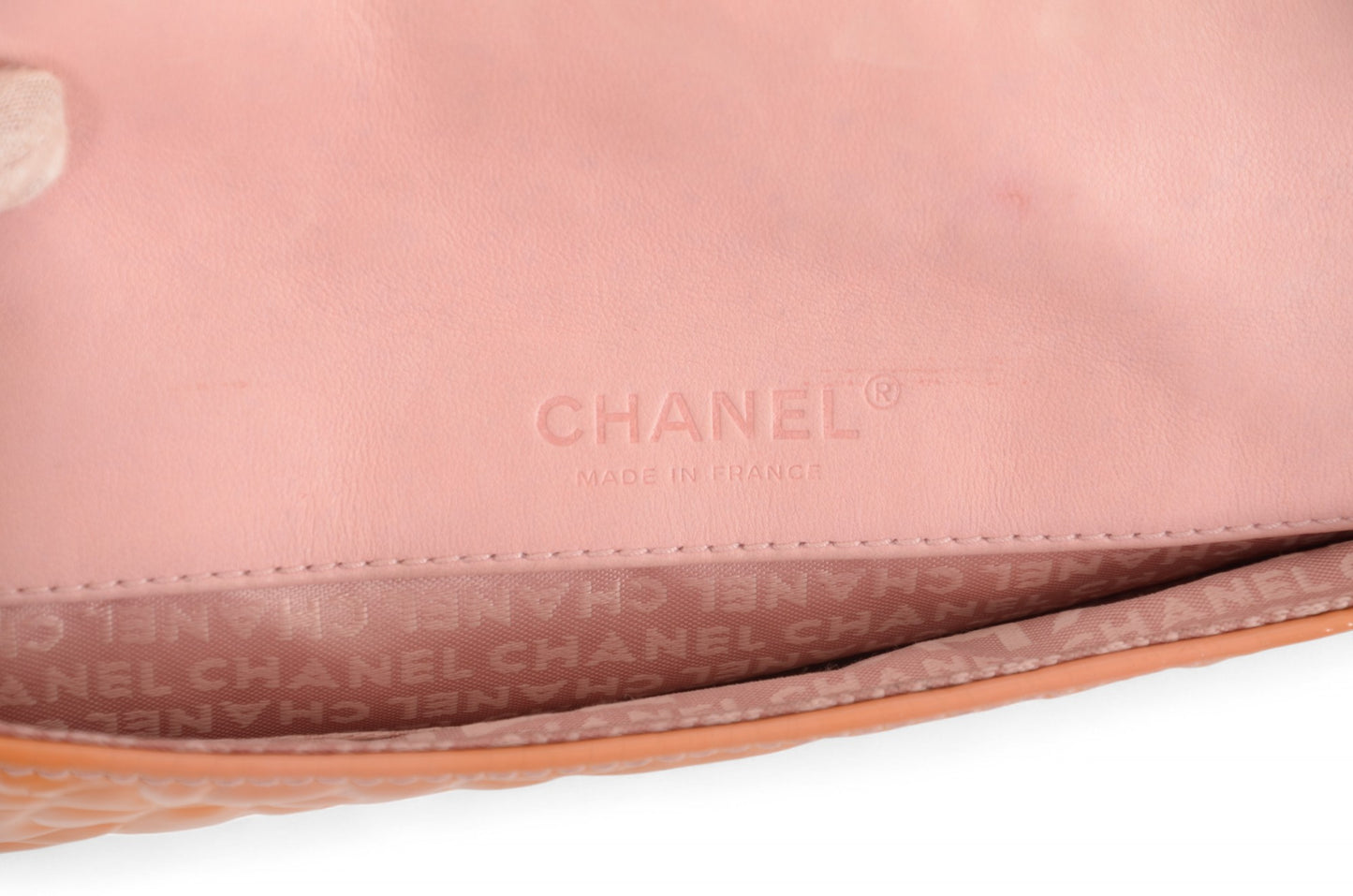 Chanel Chain Shoulder Camellia Coco Enamel Bag Hand Bag Orange Flower Patent Leather Flap Bag