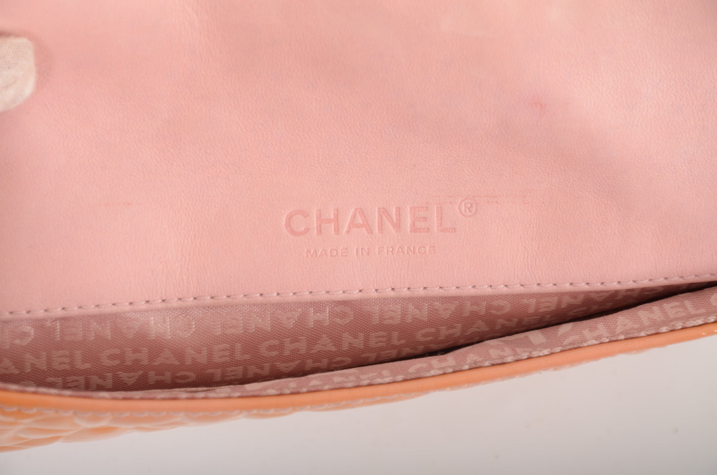 Chanel Chain Shoulder Camellia Coco Enamel Bag Hand Bag Orange Flower Patent Leather Flap Bag