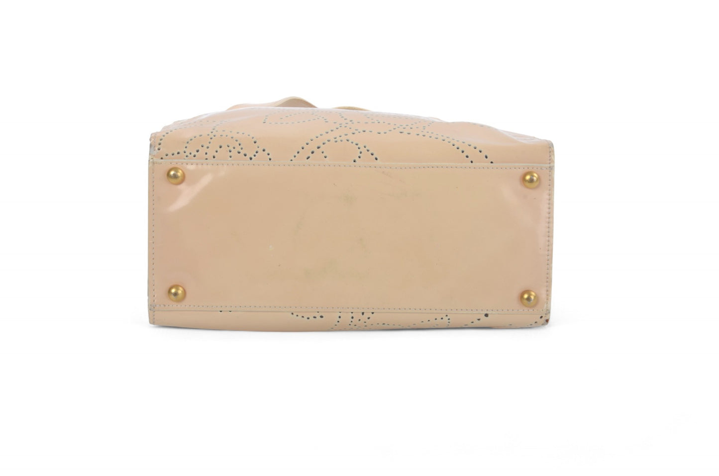 Chanel CC Vintage Camellia Perforated Tote Patent Leather Handbag Shoulder Bag Beige Flowers Designer Classic Authentic