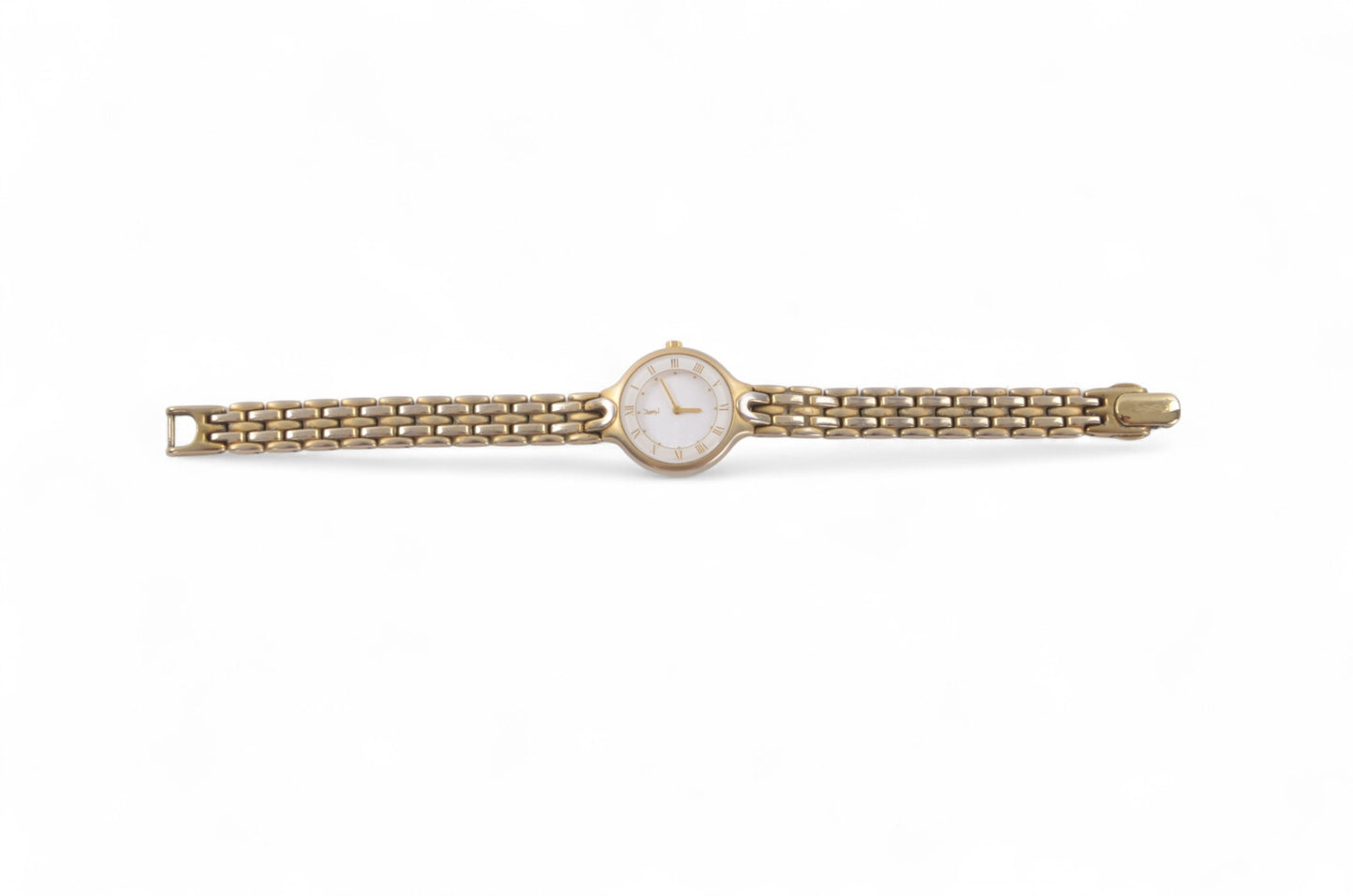 YSL Yves Saint Laurent Quartz Ivory Metal Ladies Wrist Watch Waterproof Wristwatch Vintage Gold