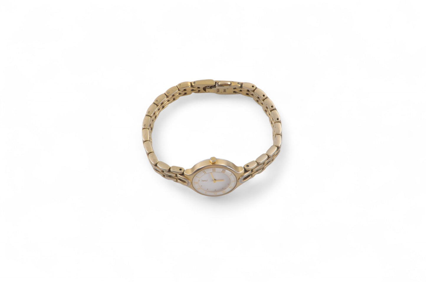 YSL Yves Saint Laurent Quartz Ivory Metal Ladies Wrist Watch Waterproof Wristwatch Vintage Gold