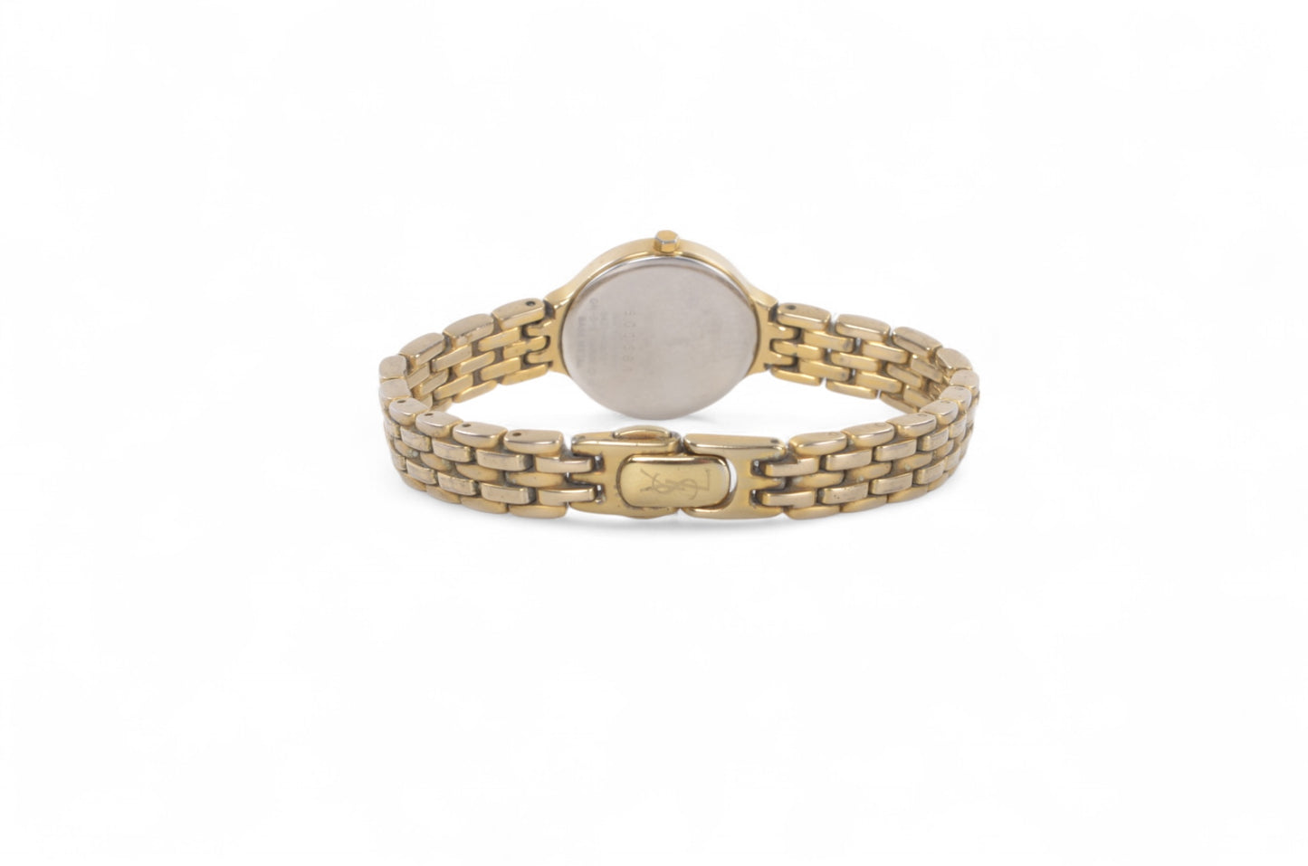 YSL Yves Saint Laurent Quartz Ivory Metal Ladies Wrist Watch Waterproof Wristwatch Vintage Gold