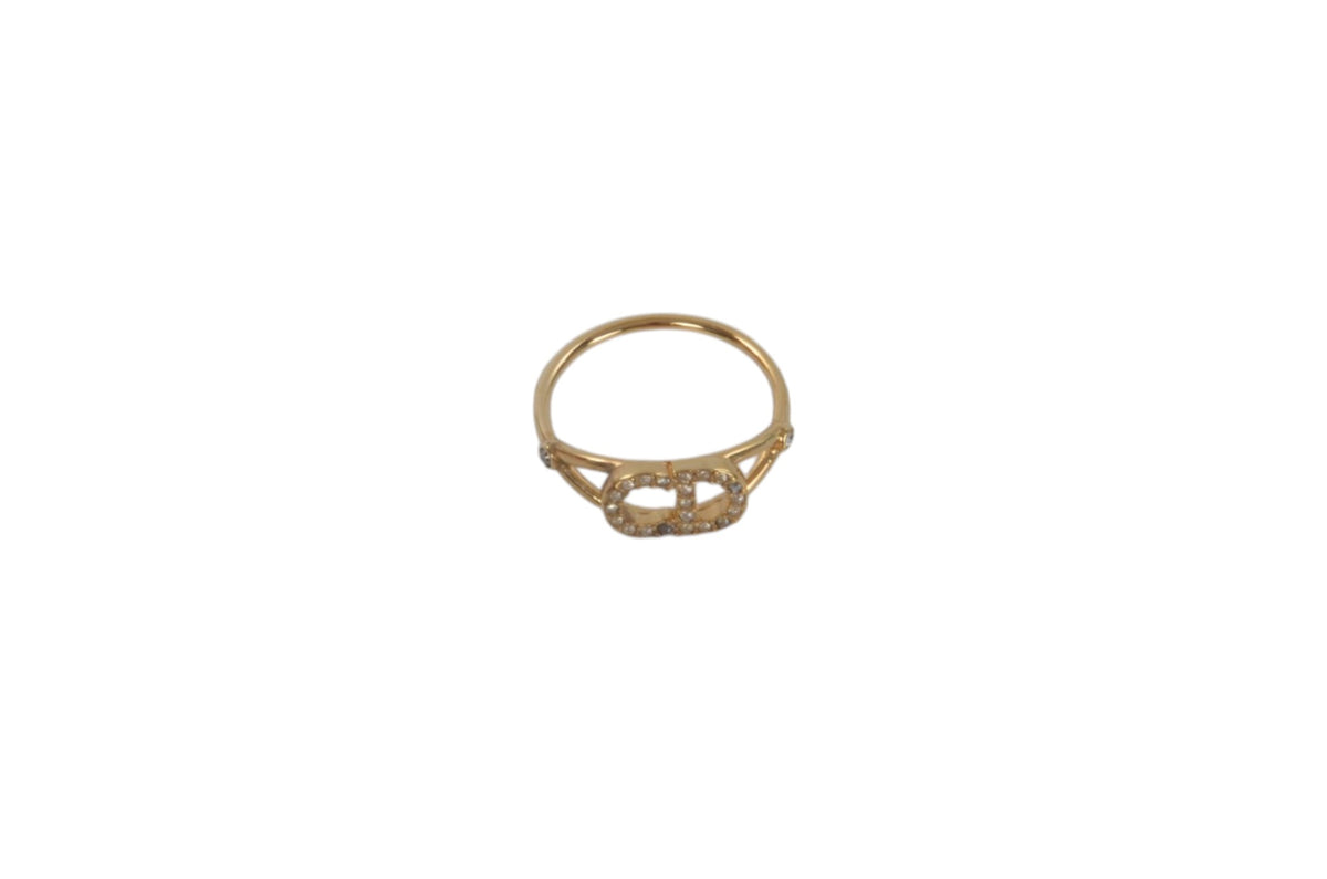 Christian Dior Vintage Ring Rhinestone Strass Logo Metal Designer Classic Authentic