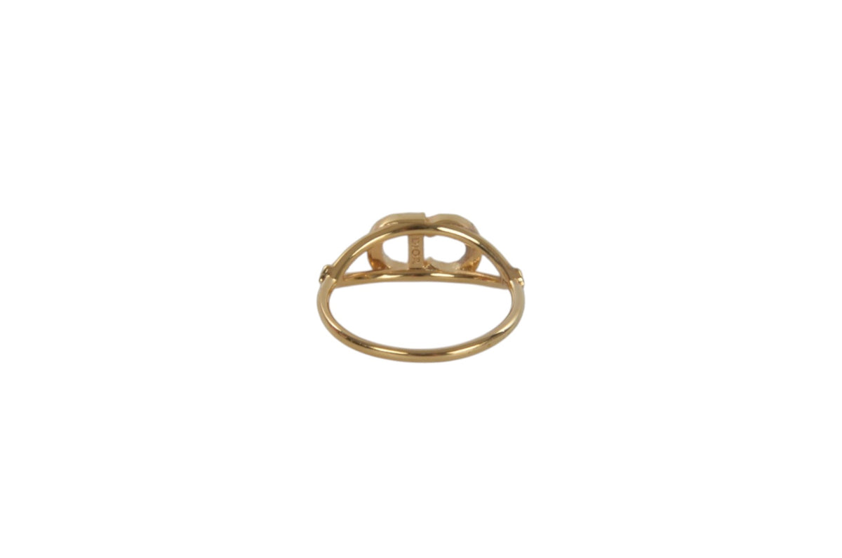 Christian Dior Vintage Ring Rhinestone Strass Logo Metal Designer Classic Authentic
