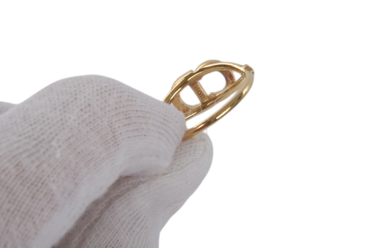 Christian Dior Vintage Ring Rhinestone Strass Logo Metal Designer Classic Authentic