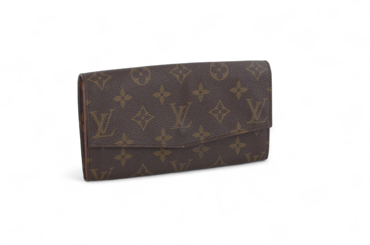 Louis Vuitton Pochette Porte-monnaie Credit Monogram Wallet Vintage Leather Canvas Brown Crossbody Bag Designer Classic Authentic