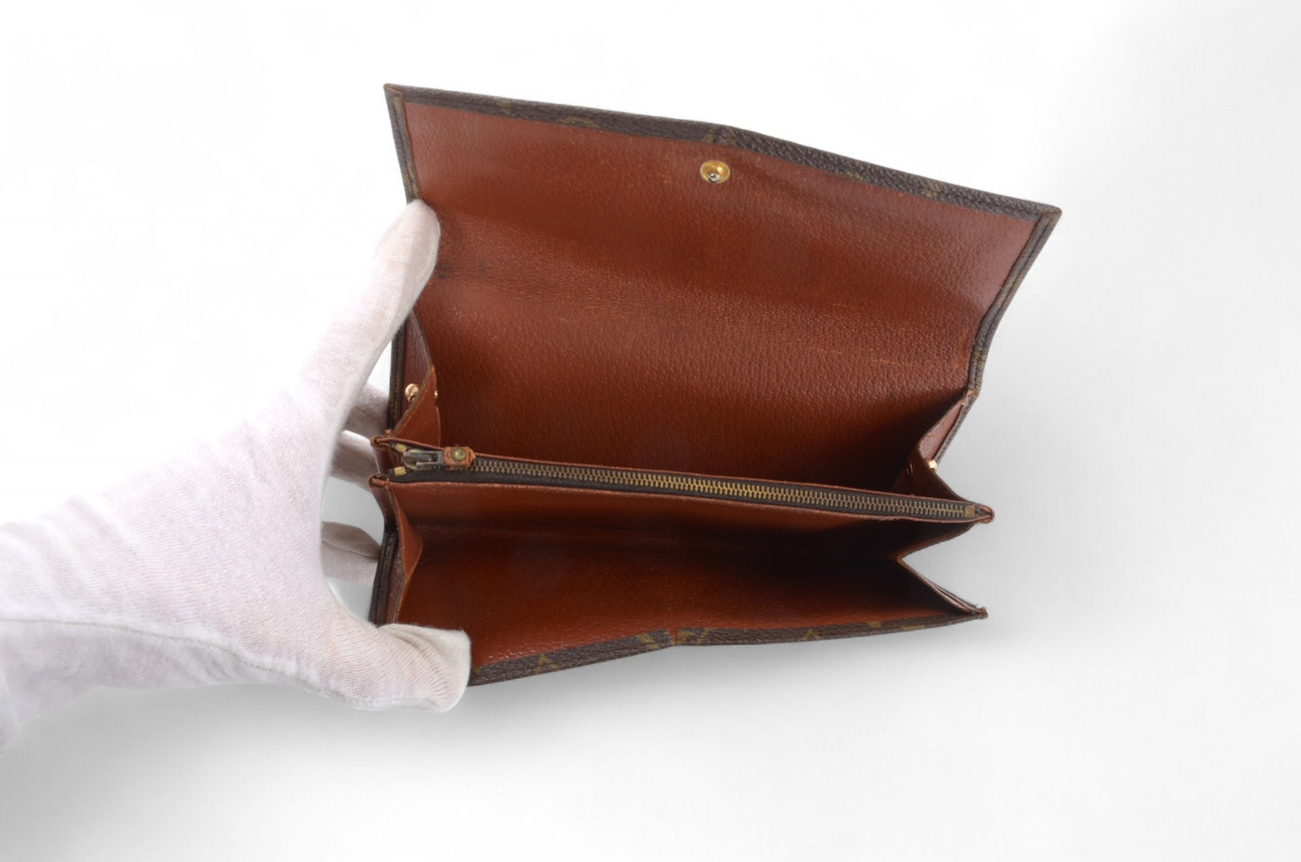 Louis Vuitton Pochette Porte-monnaie Credit Monogram Wallet Vintage Leather Canvas Brown Crossbody Bag Designer Classic Authentic