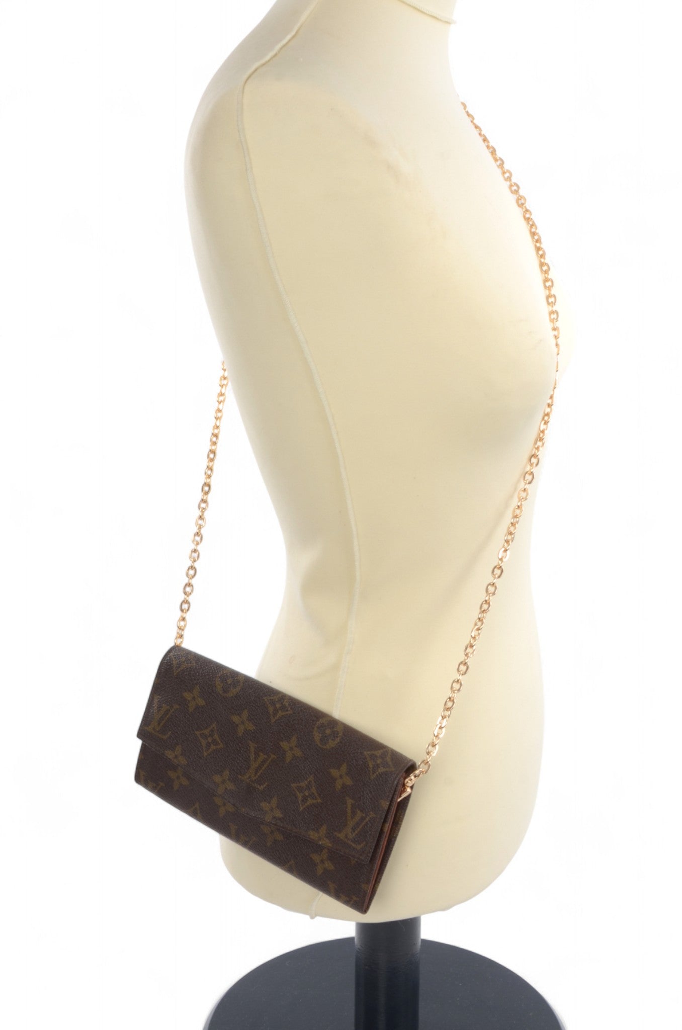 Louis Vuitton Pochette Porte-monnaie Credit Monogram Wallet Vintage Leather Canvas Brown Crossbody Bag Designer Classic Authentic