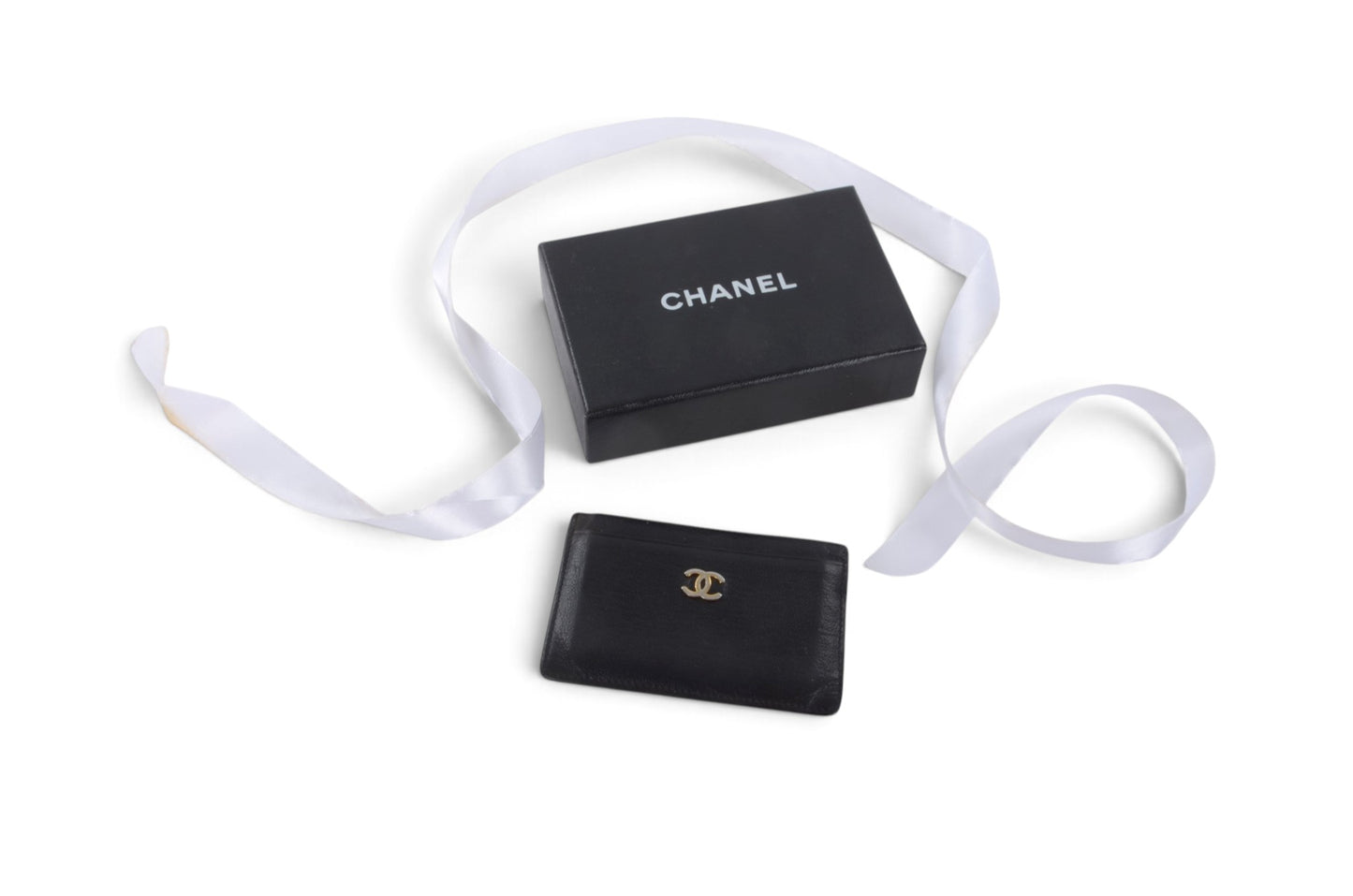 Chanel Lambskin Leather Black Card Case Wallet Holder Cardholder Vintage Designer Classic Authentic