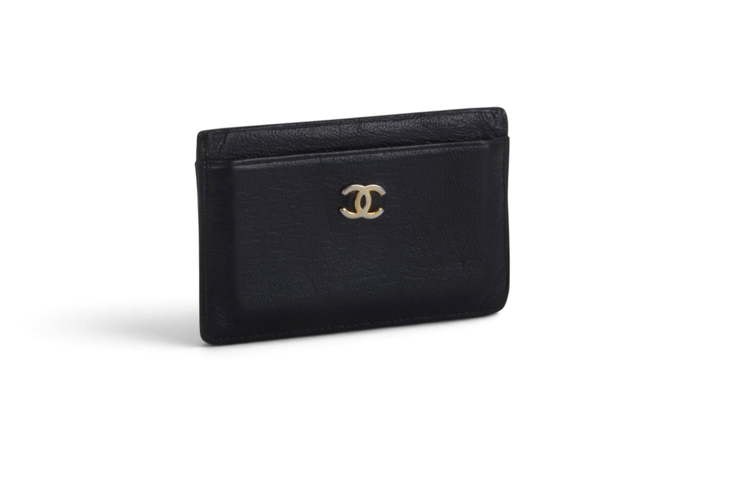 Chanel Lambskin Leather Black Card Case Wallet Holder Cardholder Vintage Designer Classic Authentic