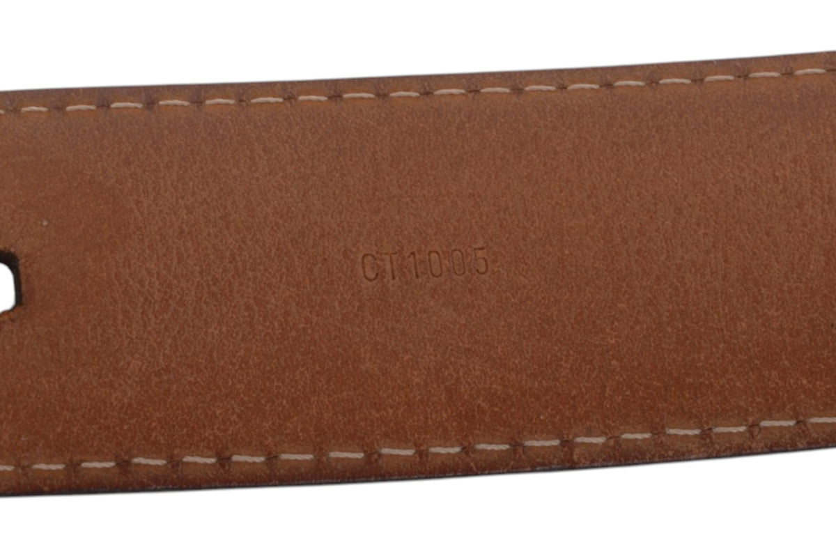 Louis Vuitton Vintage Belt Gold Buckle Monogram Canvas Leather Brown Designer Classic