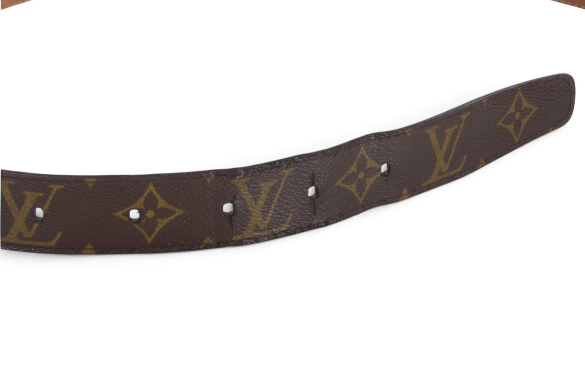 Louis Vuitton Vintage Belt Gold Buckle Monogram Canvas Leather Brown Designer Classic