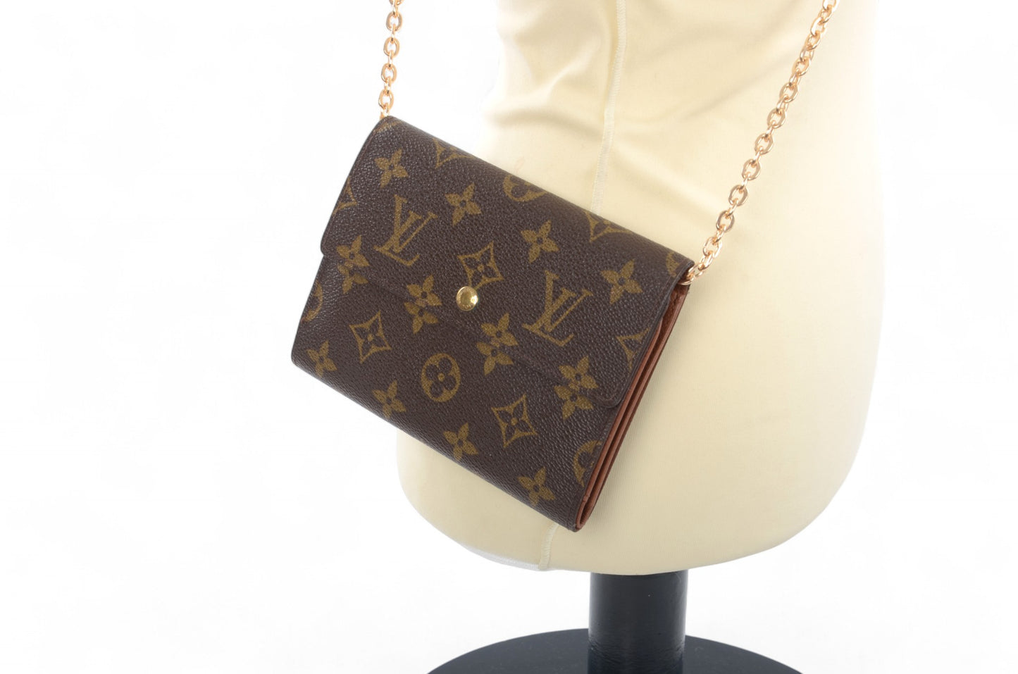 Louis Vuitton Tri-Fold Porte Tresor Wallet Vintage Leather Canvas Brown Crossbody Bag Cardholder Designer Classic Authentic