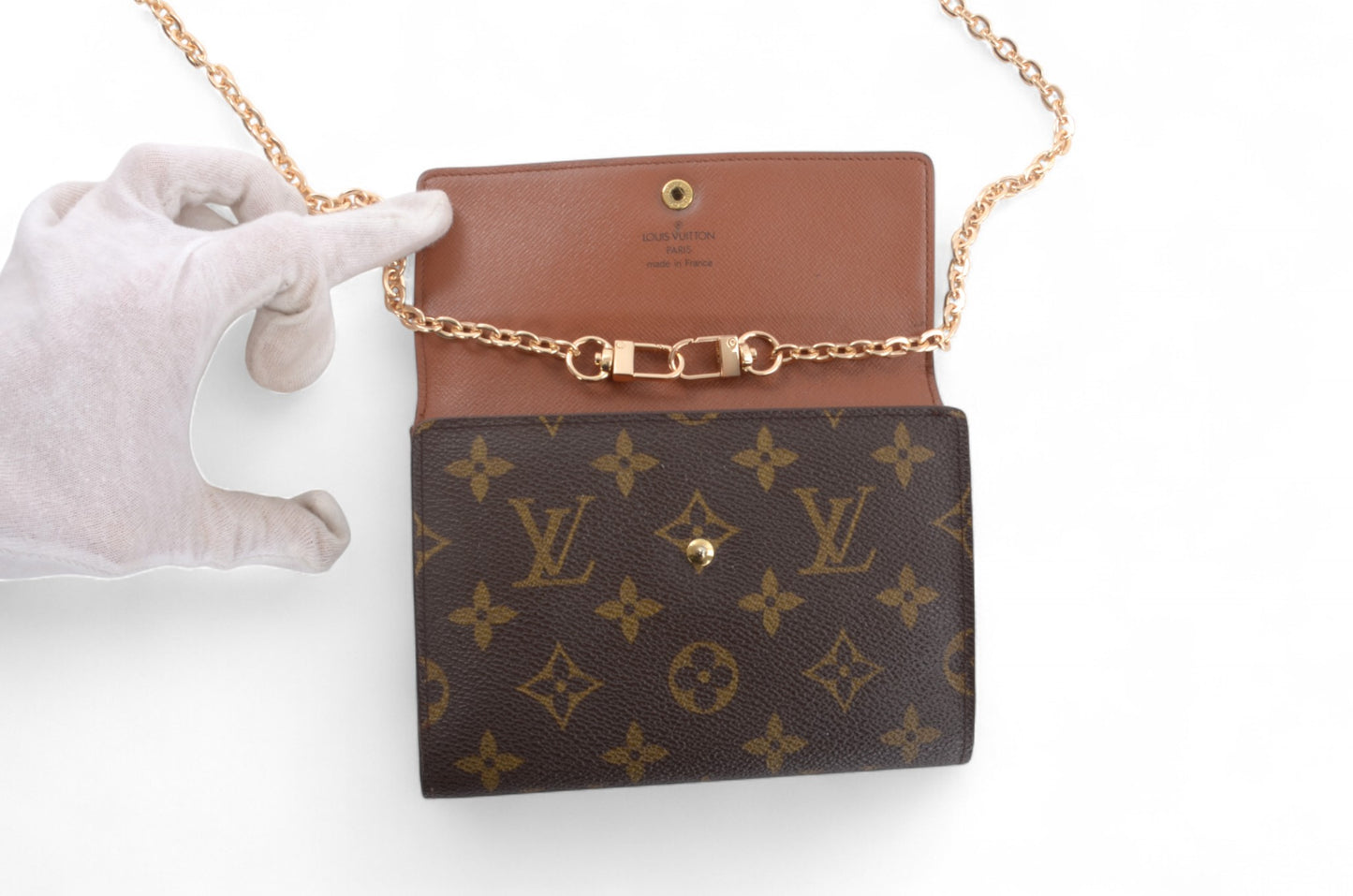 Louis Vuitton Tri-Fold Porte Tresor Wallet Vintage Leather Canvas Brown Crossbody Bag Cardholder Designer Classic Authentic