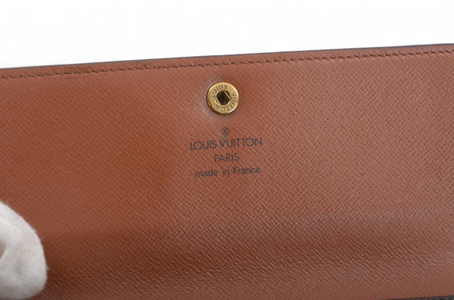 Louis Vuitton Tri-Fold Porte Tresor Wallet Vintage Leather Canvas Brown Crossbody Bag Cardholder Designer Classic Authentic