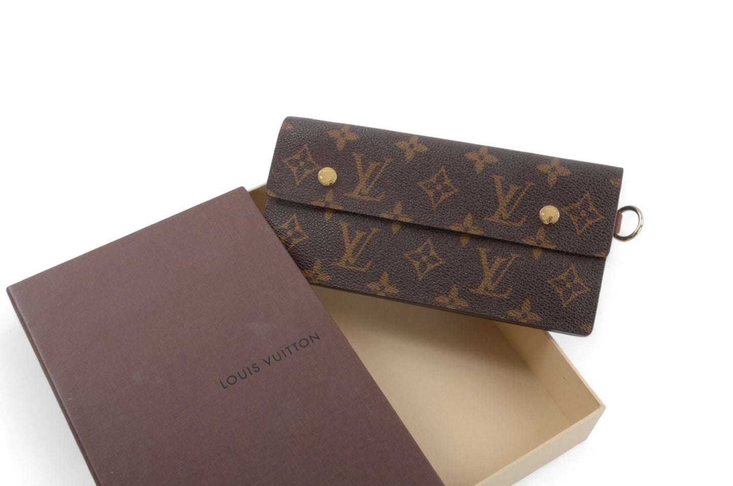 Louis Vuitton Long Wallet Vintage Leather Canvas Brown Crossbody Bag Cardholder Designer Classic Authentic