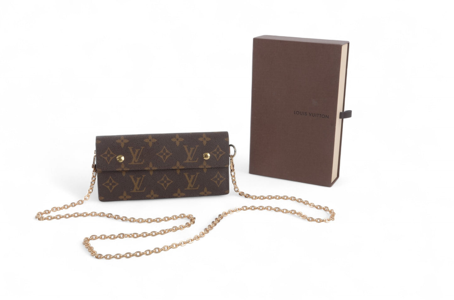 Louis Vuitton Long Wallet Vintage Leather Canvas Brown Crossbody Bag Cardholder Designer Classic Authentic