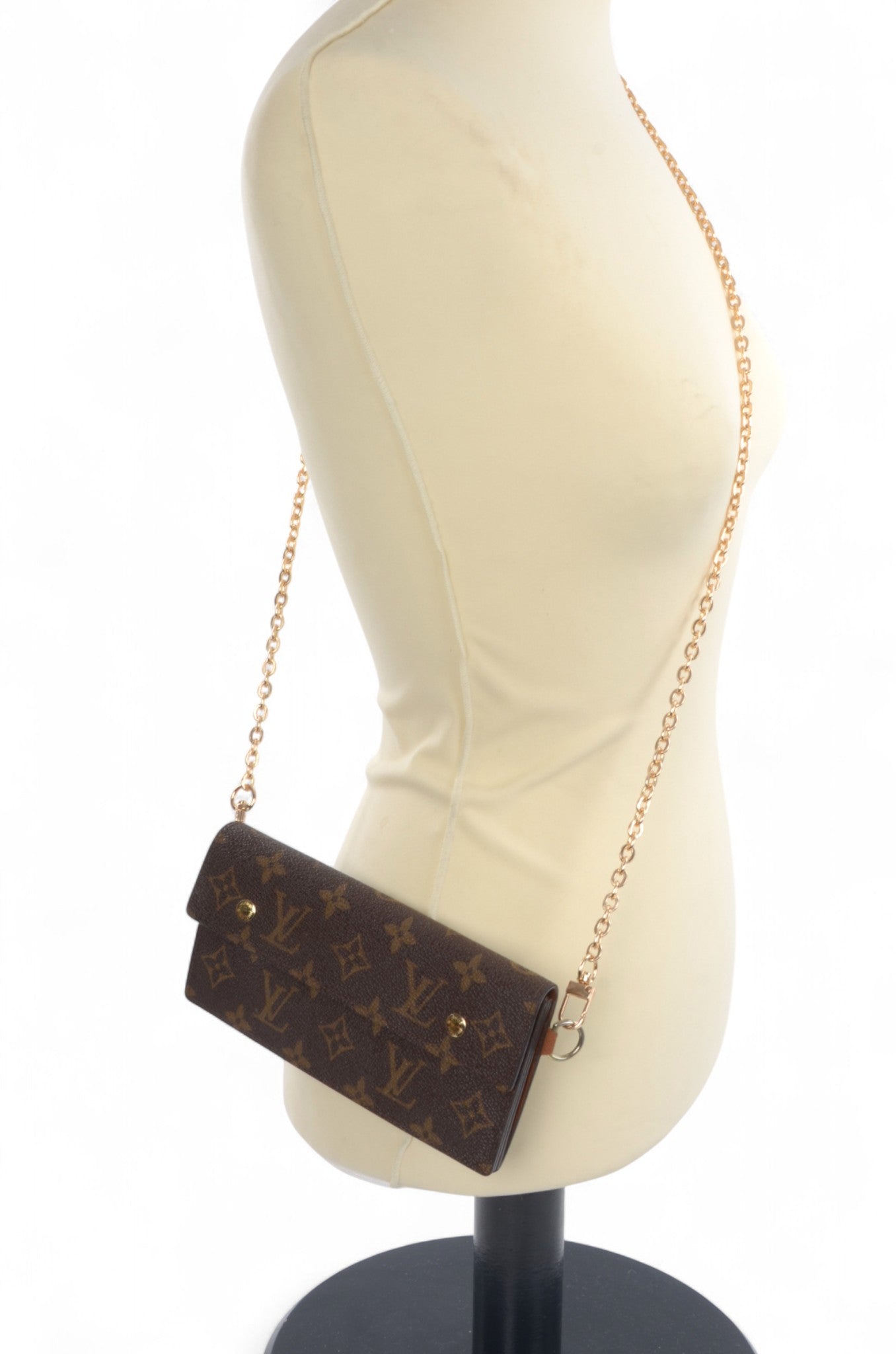 Louis Vuitton Long Wallet Vintage Leather Canvas Brown Crossbody Bag Cardholder Designer Classic Authentic