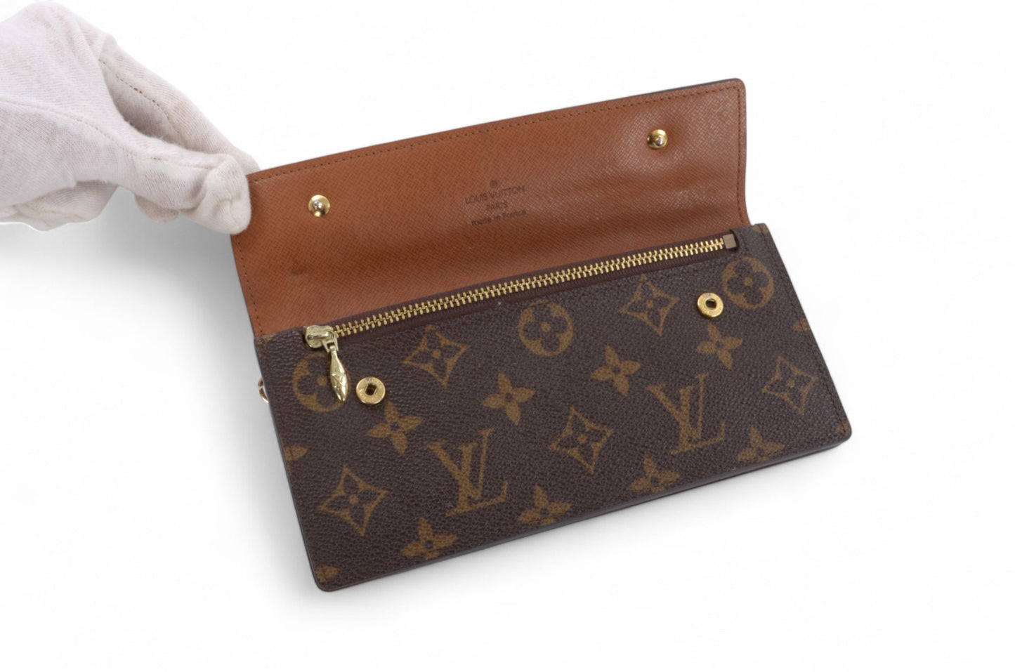 Louis Vuitton Long Wallet Vintage Leather Canvas Brown Crossbody Bag Cardholder Designer Classic Authentic