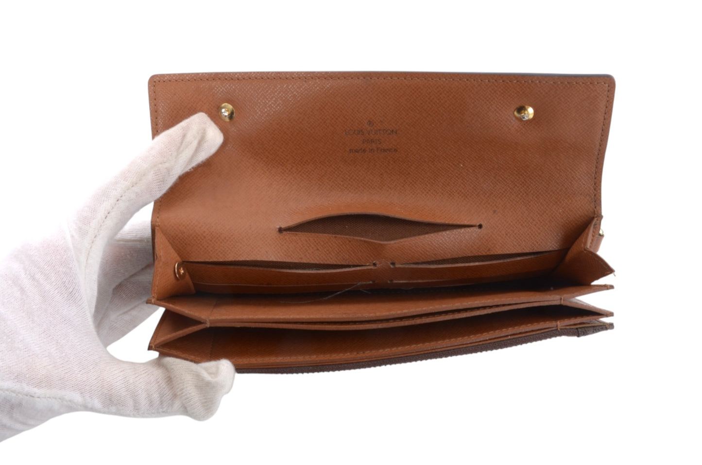 Louis Vuitton Long Wallet Vintage Leather Canvas Brown Crossbody Bag Cardholder Designer Classic Authentic