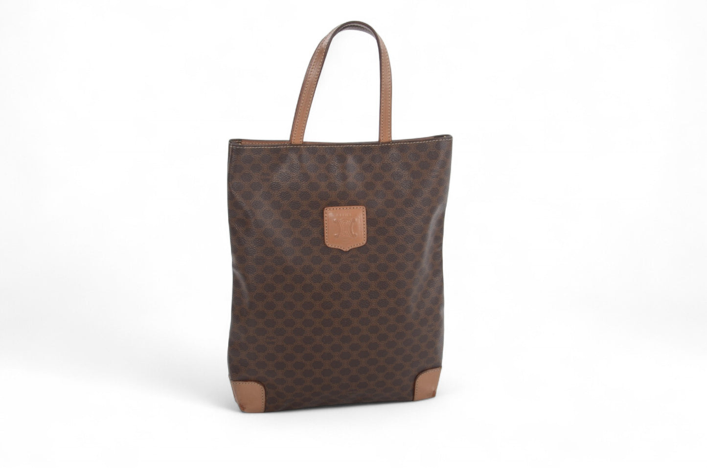 Celine Vintage Triomphe Bag Mini Tote Handbag Monogram Vintage Brown Designer Classic Authentic