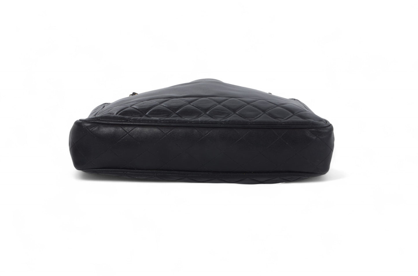 Chanel Matelasse Quilted Lambskin Chain Tote Handbag Leather Black Shoulder Gold Vintage Designer Classic Authentic