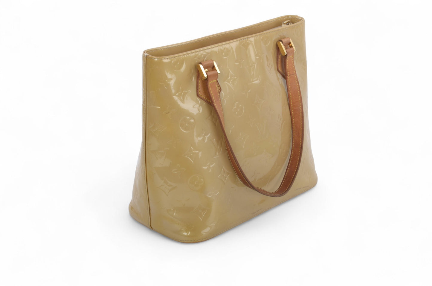 Louis Vuitton Vernis Houston Shoulder Bag Tote Handbag Vintage Beige Monogram Patent Leather Designer Classic Authentic